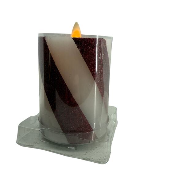 Copied - Luminara 3x4.5 Candy Cane Wide Stripe Flameless LED Pillar Candle - Picture 5 of 7